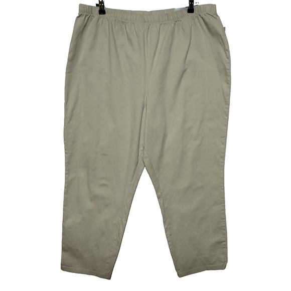 Catherines Pants Womens 2XWP Petite Beige 36x26 Cropped Elastic Waist NWT - Picture 1 of 10